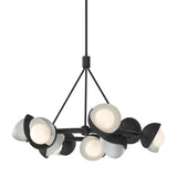Hubbardton Forge 2023 Black Vintage Platinum Opal Glass (GG) Multi Brooklyn 9-Light Double Shade Ring Pendant