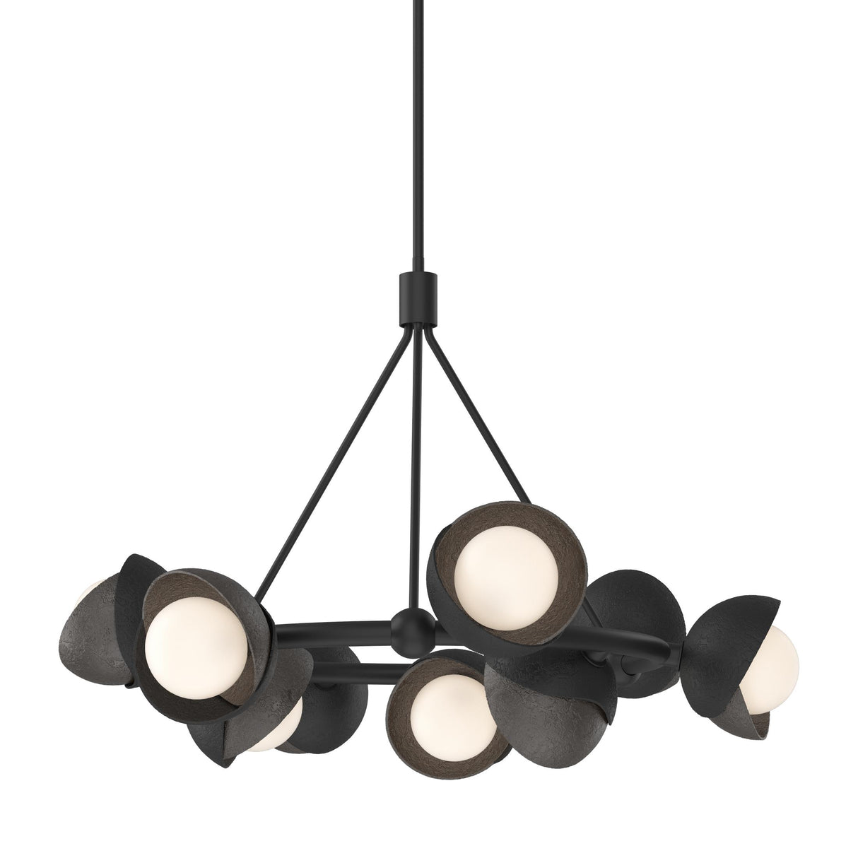 Hubbardton Forge 2023 Black Oil Rubbed Bronze Opal Glass (GG) Multi Brooklyn 9-Light Double Shade Ring Pendant