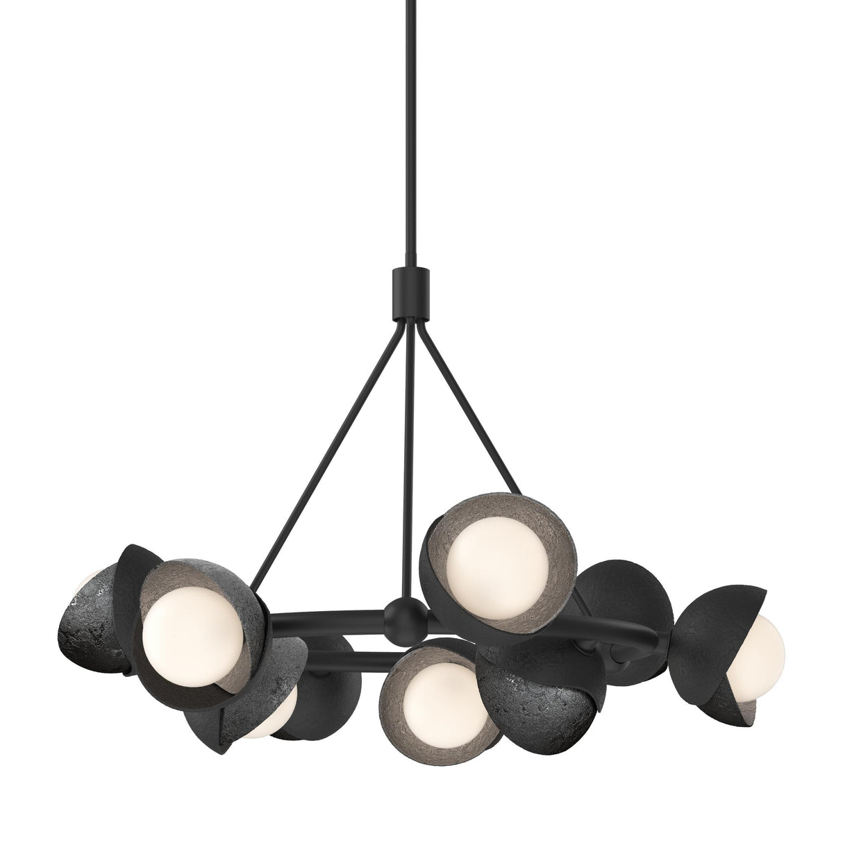 Hubbardton Forge 2023 Black Ink Opal Glass (GG) Multi Brooklyn 9-Light Double Shade Ring Pendant