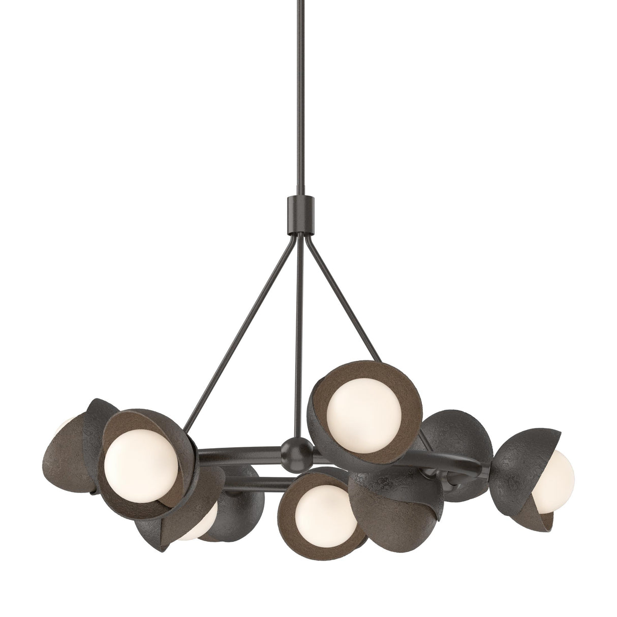 Hubbardton Forge 2023 Oil Rubbed Bronze Bronze Opal Glass (GG) Multi Brooklyn 9-Light Double Shade Ring Pendant