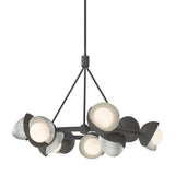 Hubbardton Forge 2023 Natural Iron Sterling Opal Glass (GG) Multi Brooklyn 9-Light Double Shade Ring Pendant