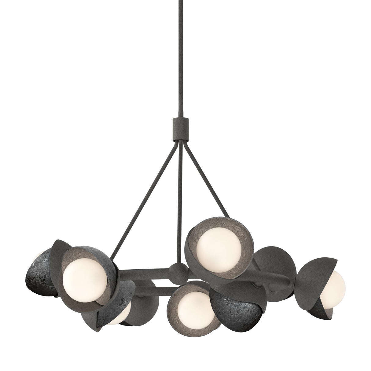 Hubbardton Forge 2023 Natural Iron Ink Opal Glass (GG) Multi Brooklyn 9-Light Double Shade Ring Pendant