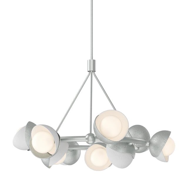 Hubbardton Forge 2023 Vintage Platinum White Opal Glass (GG) Multi Brooklyn 9-Light Double Shade Ring Pendant