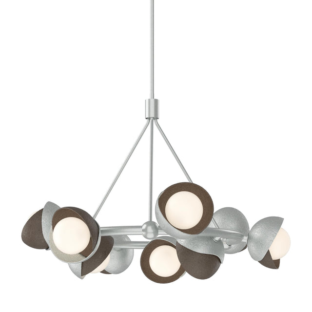 Hubbardton Forge 2023 Vintage Platinum Bronze Opal Glass (GG) Multi Brooklyn 9-Light Double Shade Ring Pendant