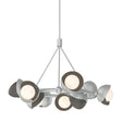Hubbardton Forge 2023 Vintage Platinum Dark Smoke Opal Glass (GG) Multi Brooklyn 9-Light Double Shade Ring Pendant