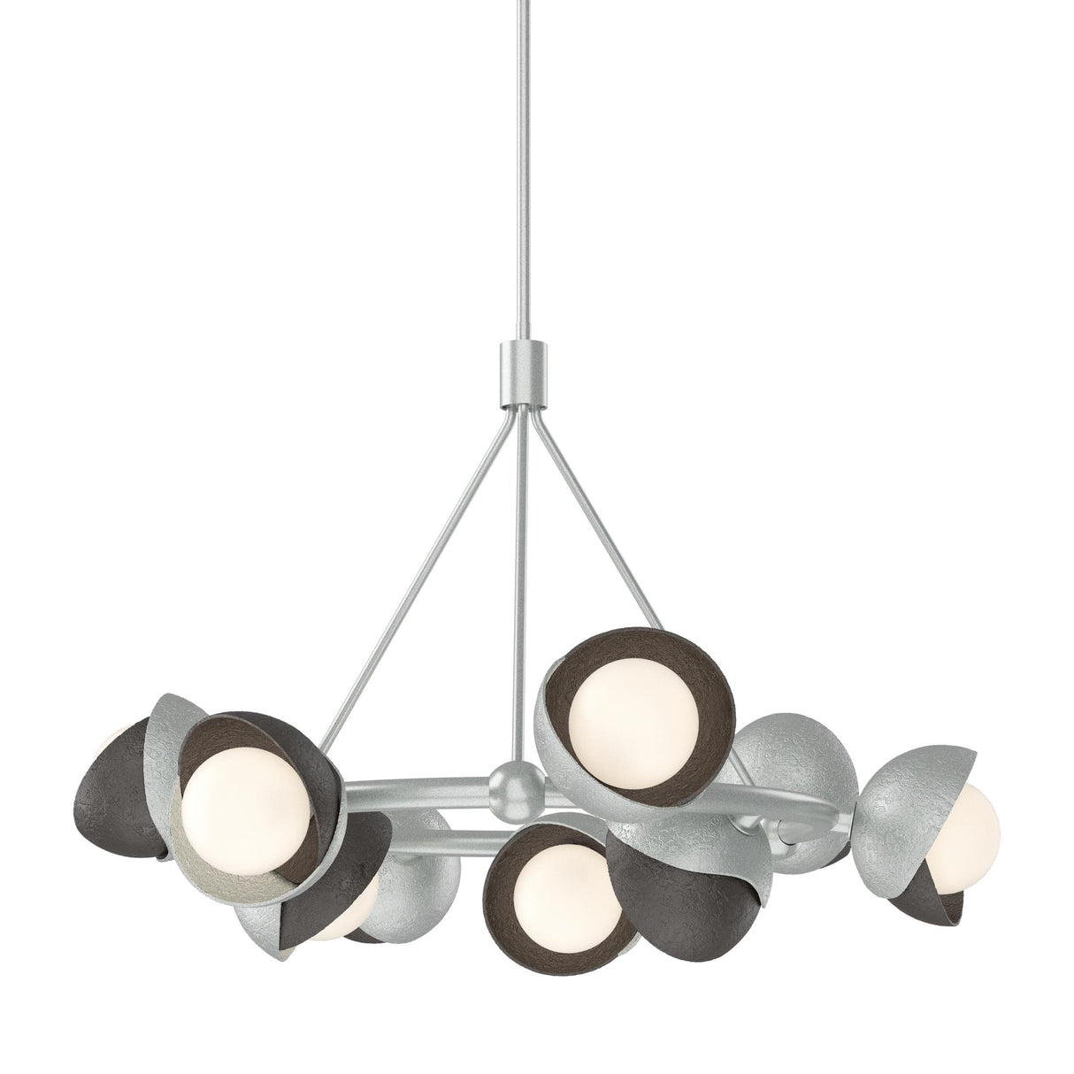Hubbardton Forge 2023 Vintage Platinum Oil Rubbed Bronze Opal Glass (GG) Multi Brooklyn 9-Light Double Shade Ring Pendant