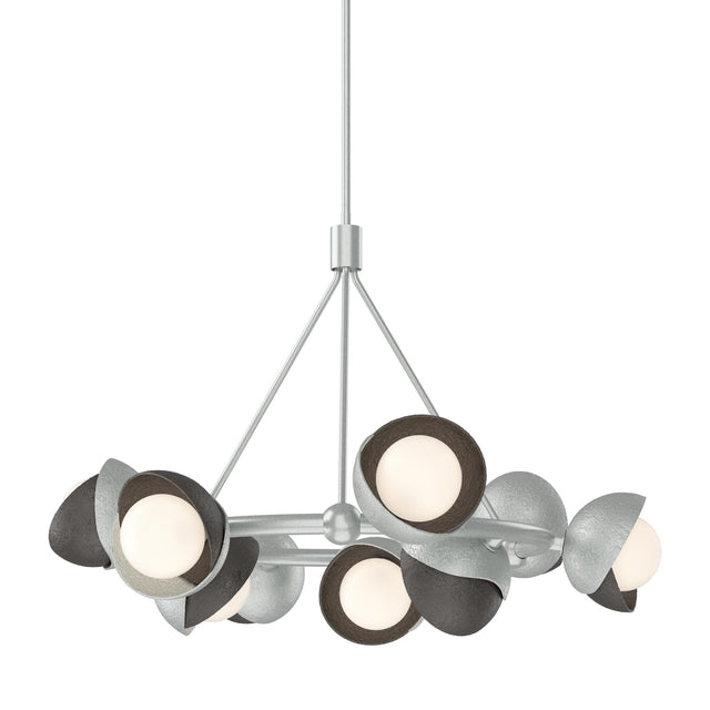 Hubbardton Forge 2023 Vintage Platinum Oil Rubbed Bronze Opal Glass (GG) Multi Brooklyn 9-Light Double Shade Ring Pendant
