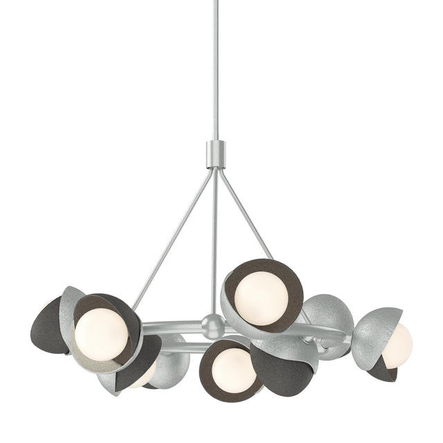 Hubbardton Forge 2023 Vintage Platinum Natural Iron Opal Glass (GG) Multi Brooklyn 9-Light Double Shade Ring Pendant