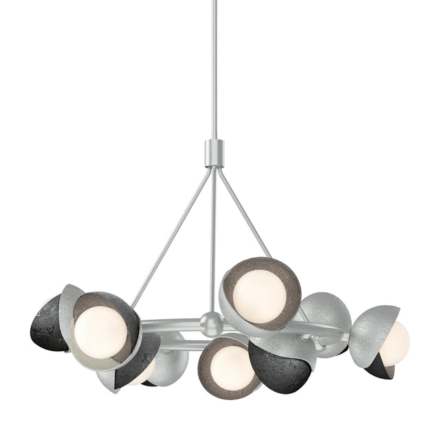 Hubbardton Forge 2023 Vintage Platinum Ink Opal Glass (GG) Multi Brooklyn 9-Light Double Shade Ring Pendant