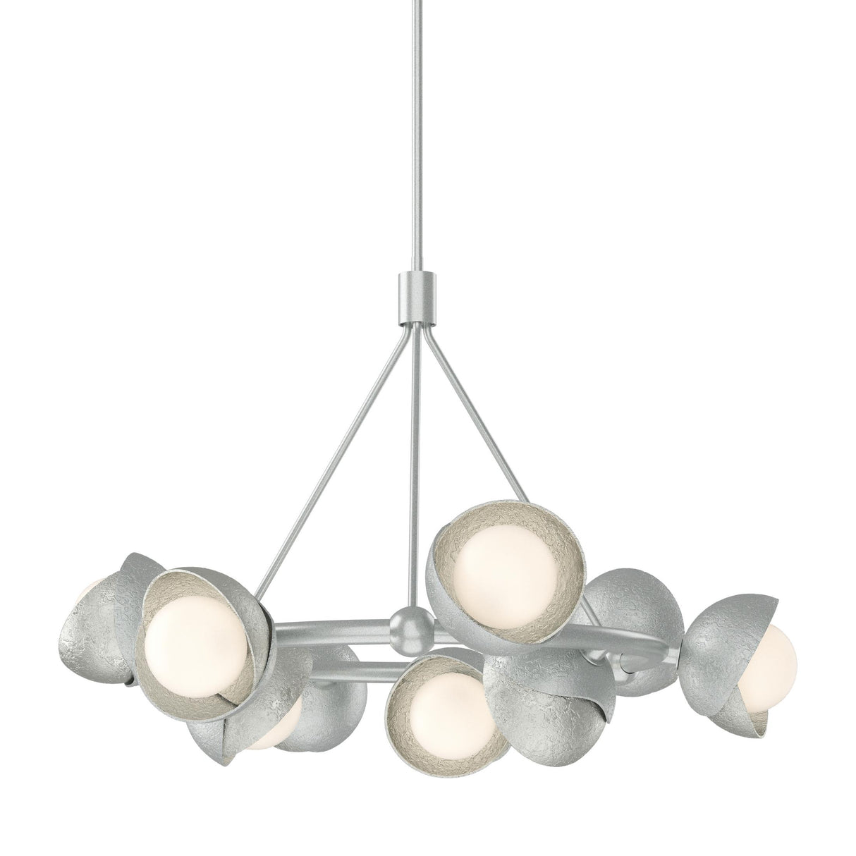 Hubbardton Forge 2023 Vintage Platinum Sterling Opal Glass (GG) Multi Brooklyn 9-Light Double Shade Ring Pendant