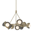 Hubbardton Forge 2023 Soft Gold Dark Smoke Opal Glass (GG) Multi Brooklyn 9-Light Double Shade Ring Pendant
