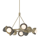 Hubbardton Forge 2023 Soft Gold Dark Smoke Opal Glass (GG) Multi Brooklyn 9-Light Double Shade Ring Pendant