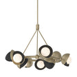 Hubbardton Forge 2023 Soft Gold Black Opal Glass (GG) Multi Brooklyn 9-Light Double Shade Ring Pendant