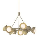 Hubbardton Forge 2023 Soft Gold Modern Brass Opal Glass (GG) Multi Brooklyn 9-Light Double Shade Ring Pendant