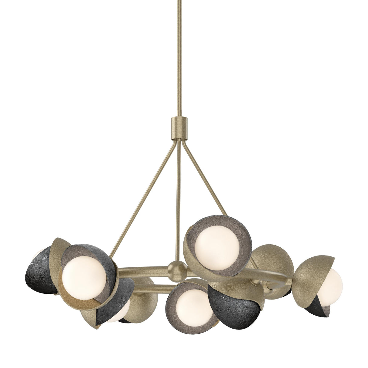 Hubbardton Forge 2023 Soft Gold Ink Opal Glass (GG) Multi Brooklyn 9-Light Double Shade Ring Pendant