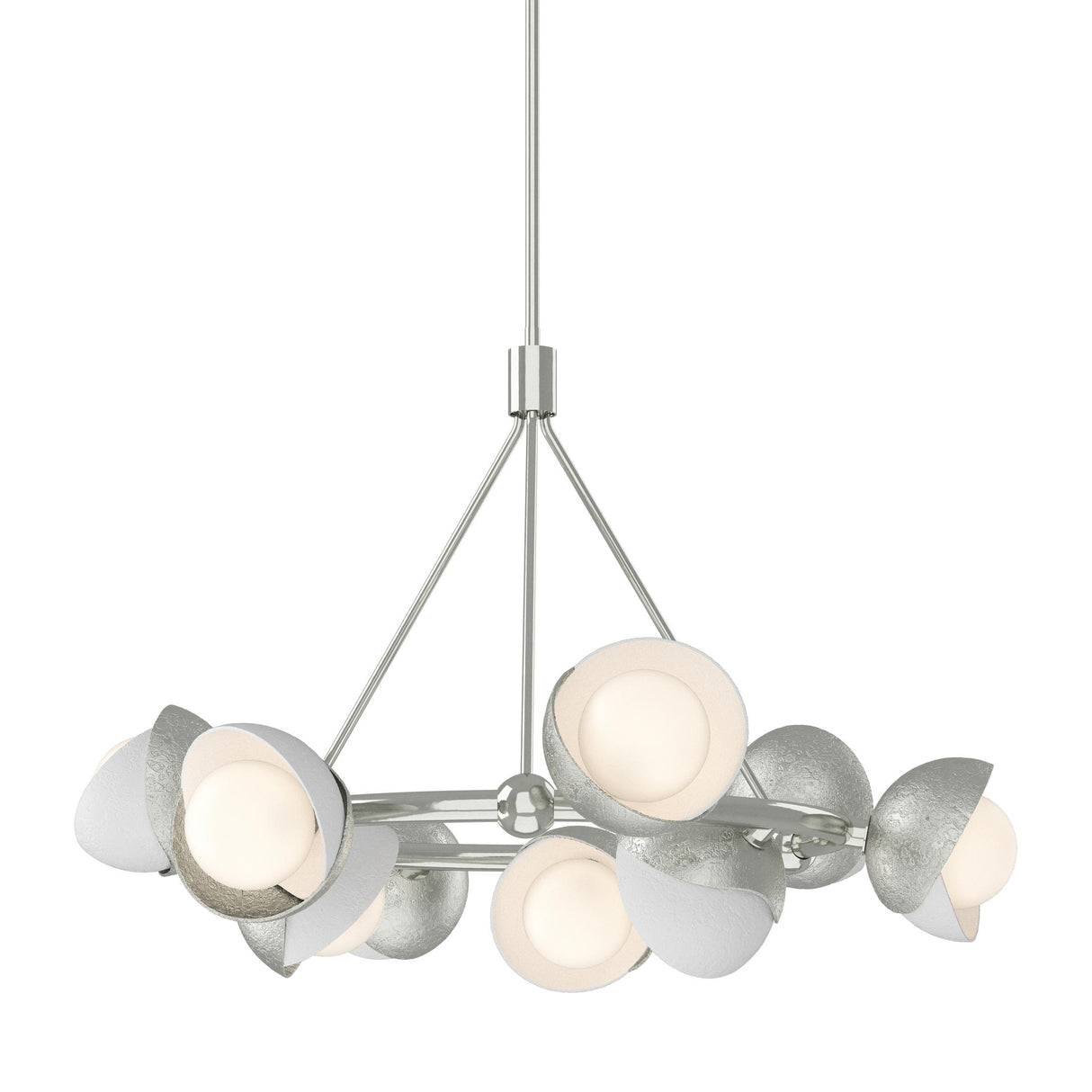 Hubbardton Forge 2023 Sterling White Opal Glass (GG) Multi Brooklyn 9-Light Double Shade Ring Pendant
