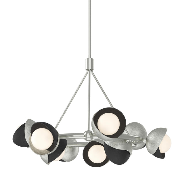 Hubbardton Forge 2023 Sterling Black Opal Glass (GG) Multi Brooklyn 9-Light Double Shade Ring Pendant