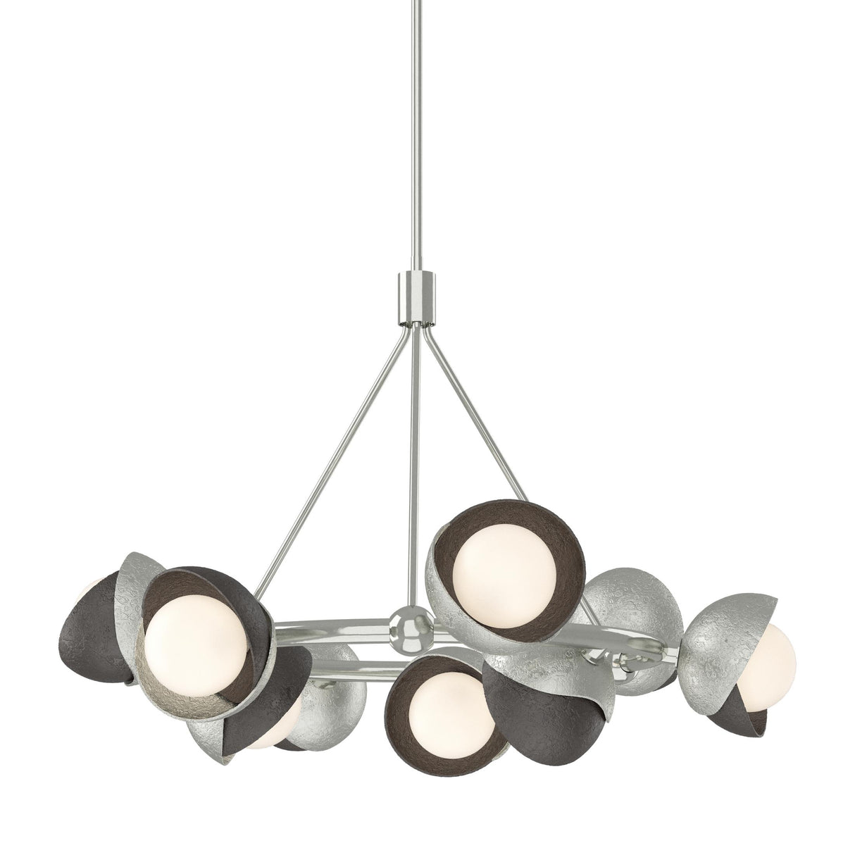 Hubbardton Forge 2023 Sterling Oil Rubbed Bronze Opal Glass (GG) Multi Brooklyn 9-Light Double Shade Ring Pendant