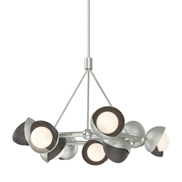 Hubbardton Forge 2023 Sterling Oil Rubbed Bronze Opal Glass (GG) Multi Brooklyn 9-Light Double Shade Ring Pendant