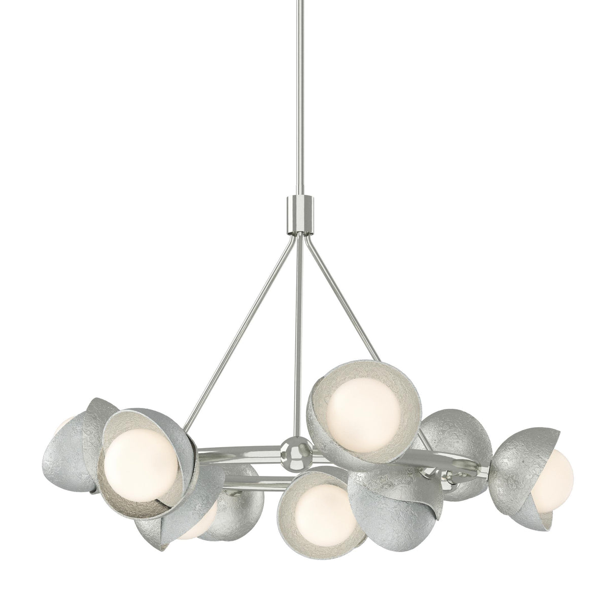 Hubbardton Forge 2023 Sterling Vintage Platinum Opal Glass (GG) Multi Brooklyn 9-Light Double Shade Ring Pendant