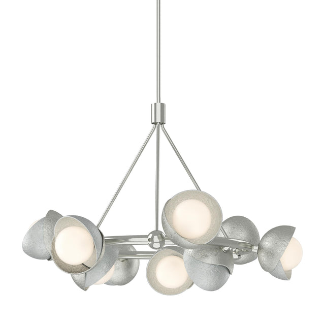 Hubbardton Forge 2023 Sterling Vintage Platinum Opal Glass (GG) Multi Brooklyn 9-Light Double Shade Ring Pendant