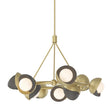 Hubbardton Forge 2023 Modern Brass Dark Smoke Opal Glass (GG) Multi Brooklyn 9-Light Double Shade Ring Pendant