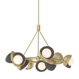 Hubbardton Forge 2023 Modern Brass Natural Iron Opal Glass (GG) Multi Brooklyn 9-Light Double Shade Ring Pendant