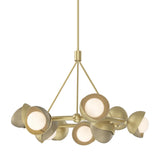 Hubbardton Forge 2023 Modern Brass Soft Gold Opal Glass (GG) Multi Brooklyn 9-Light Double Shade Ring Pendant