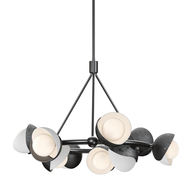 Hubbardton Forge 2023 Ink White Opal Glass (GG) Multi Brooklyn 9-Light Double Shade Ring Pendant