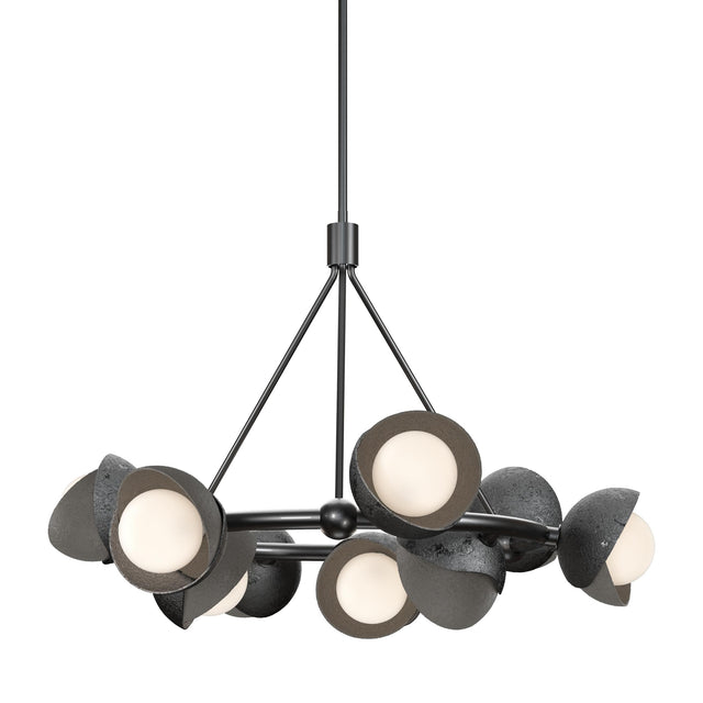 Hubbardton Forge 2023 Ink Dark Smoke Opal Glass (GG) Multi Brooklyn 9-Light Double Shade Ring Pendant
