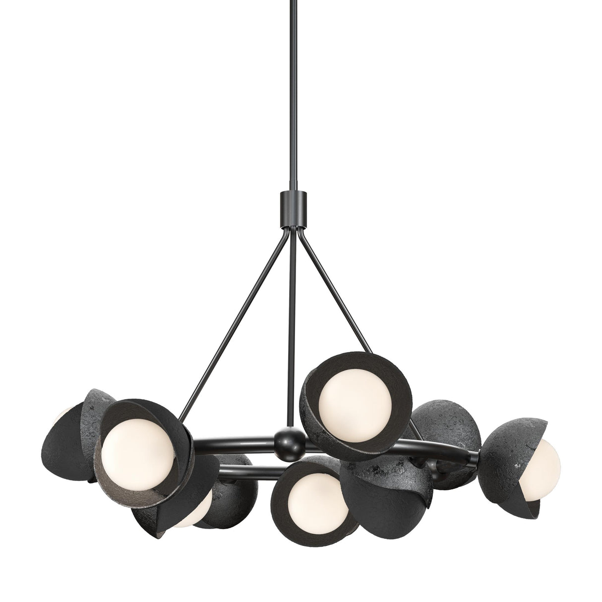 Hubbardton Forge 2023 Ink Black Opal Glass (GG) Multi Brooklyn 9-Light Double Shade Ring Pendant