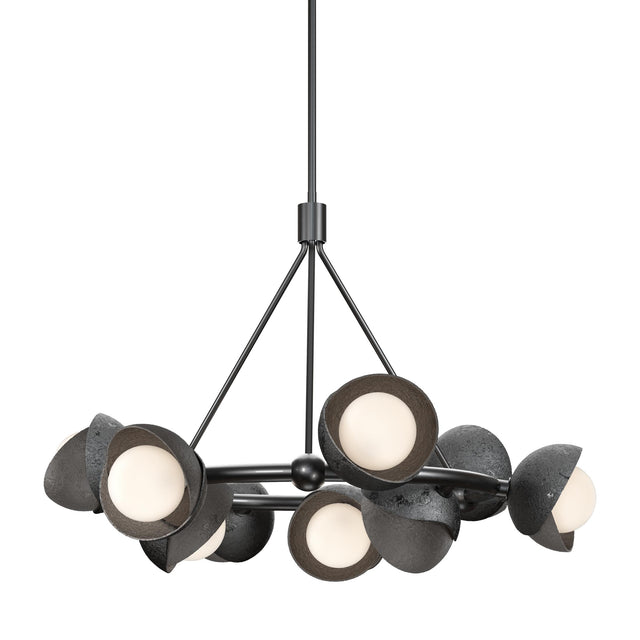 Hubbardton Forge 2023 Ink Oil Rubbed Bronze Opal Glass (GG) Multi Brooklyn 9-Light Double Shade Ring Pendant