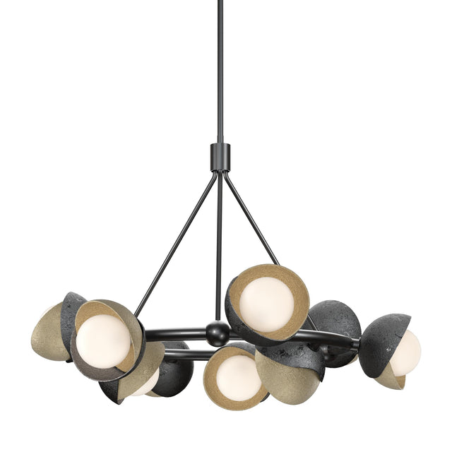 Hubbardton Forge 2023 Ink Soft Gold Opal Glass (GG) Multi Brooklyn 9-Light Double Shade Ring Pendant