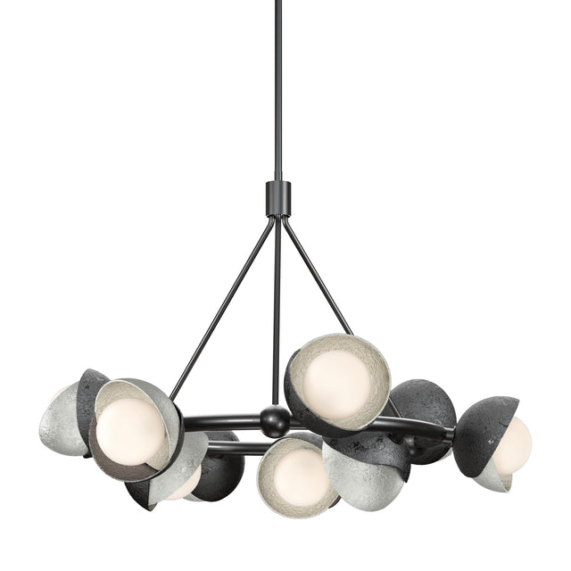 Hubbardton Forge 2023 Ink Sterling Opal Glass (GG) Multi Brooklyn 9-Light Double Shade Ring Pendant