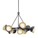 Hubbardton Forge 2023 Ink Modern Brass Opal Glass (GG) Multi Brooklyn 9-Light Double Shade Ring Pendant