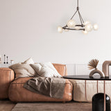 Hubbardton Forge 2023 Dark Smoke Frosted Glass (FD) Multi Ume 9-Light Ring Pendant