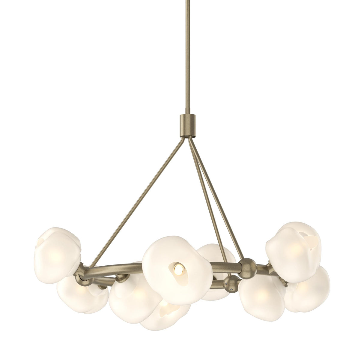 Hubbardton Forge 2023 Soft Gold Frosted Glass (FD) Multi Ume 9-Light Ring Pendant