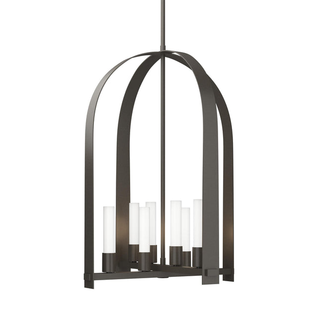 Hubbardton Forge 2023 Dark Smoke Frosted Glass (FD) Multi Triomphe 8-Light Pendant