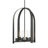 Hubbardton Forge 2023 Natural Iron Frosted Glass (FD) Multi Triomphe 8-Light Pendant
