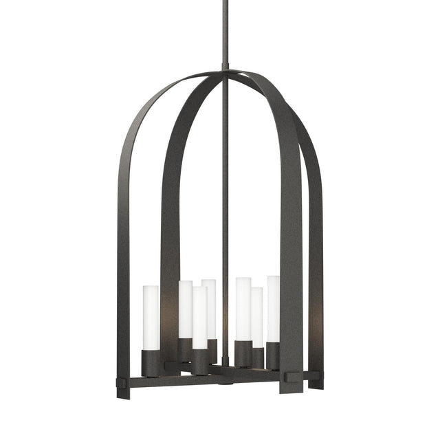 Hubbardton Forge 2023 Natural Iron Frosted Glass (FD) Multi Triomphe 8-Light Pendant