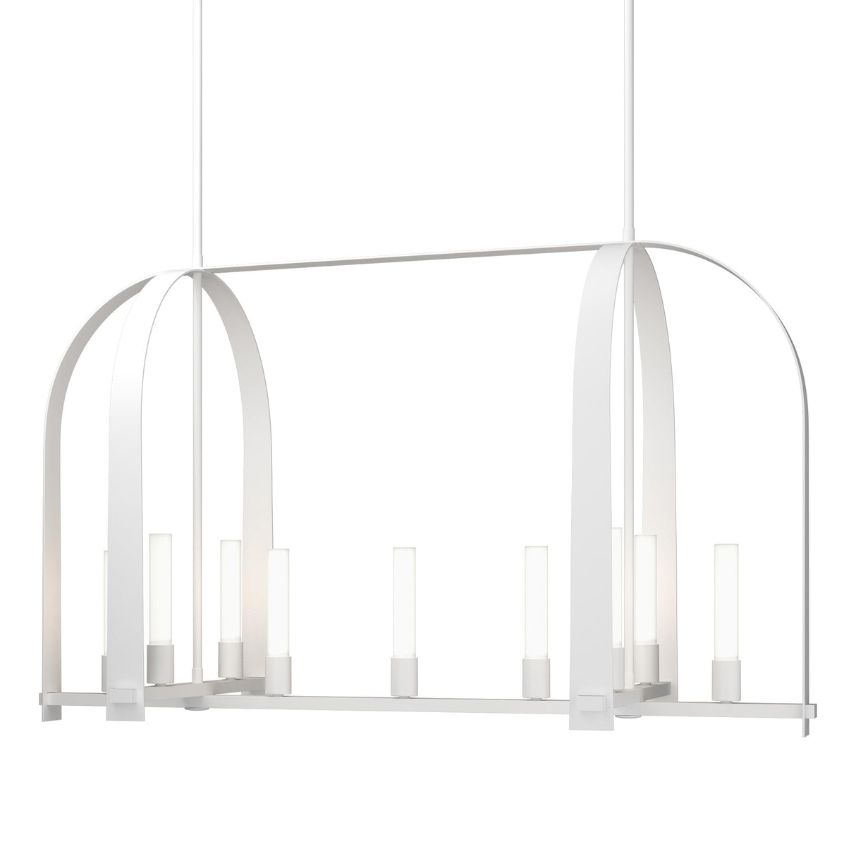 Hubbardton Forge 2023 White Frosted Glass (FD) Multi Triomphe 9-Light Linear Pendant