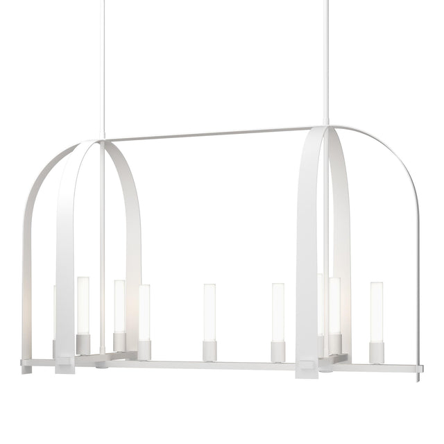 Hubbardton Forge 2023 White Frosted Glass (FD) Multi Triomphe 9-Light Linear Pendant