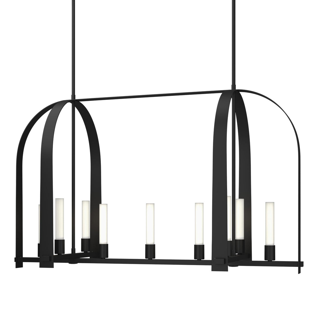 Hubbardton Forge 2023 Black Frosted Glass (FD) Multi Triomphe 9-Light Linear Pendant