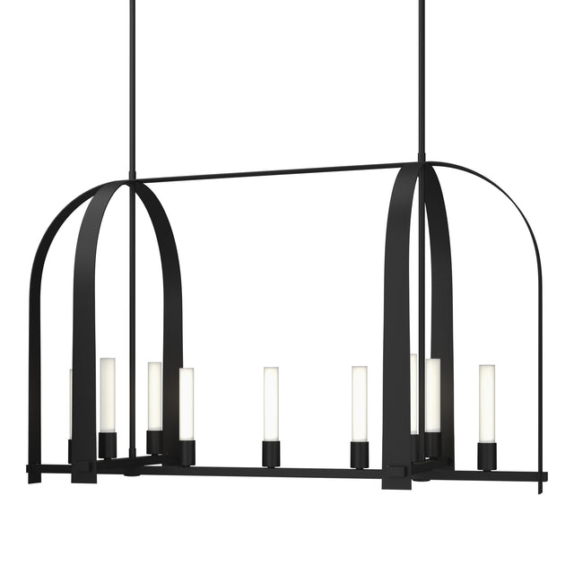 Hubbardton Forge 2023 Black Frosted Glass (FD) Multi Triomphe 9-Light Linear Pendant