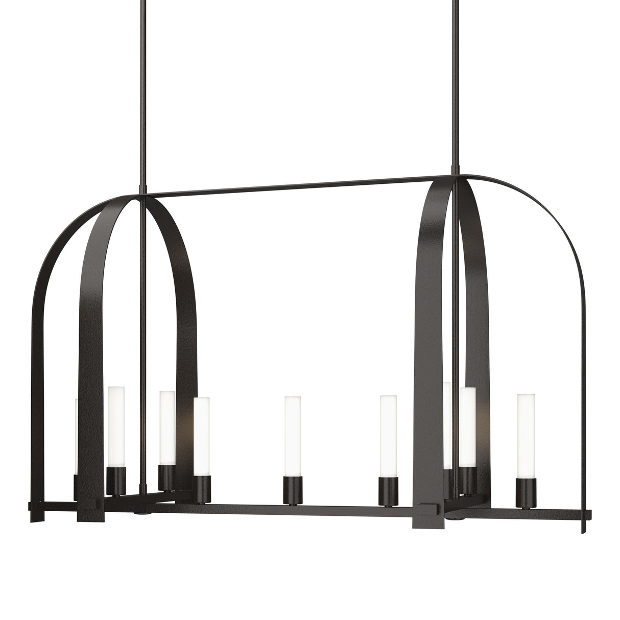 Hubbardton Forge 2023 Oil Rubbed Bronze Frosted Glass (FD) Multi Triomphe 9-Light Linear Pendant
