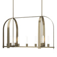 Hubbardton Forge 2023 Soft Gold Frosted Glass (FD) Multi Triomphe 9-Light Linear Pendant