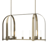 Hubbardton Forge 2023 Soft Gold Frosted Glass (FD) Multi Triomphe 9-Light Linear Pendant