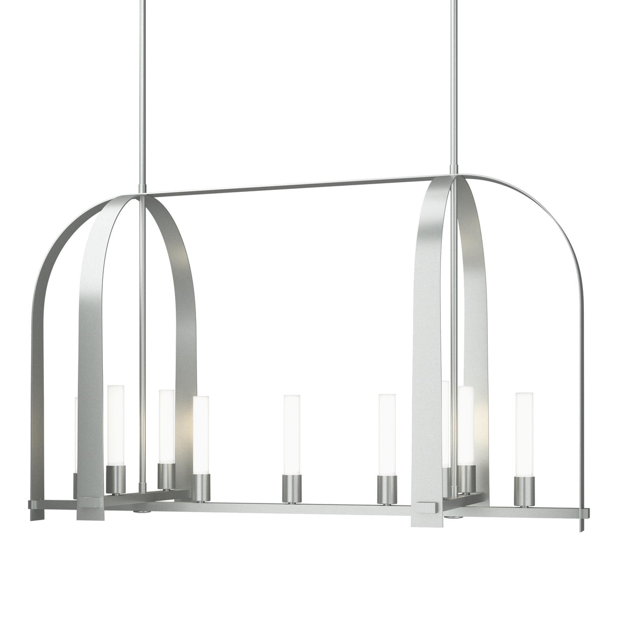 Hubbardton Forge 2023 Vintage Platinum Frosted Glass (FD) Multi Triomphe 9-Light Linear Pendant