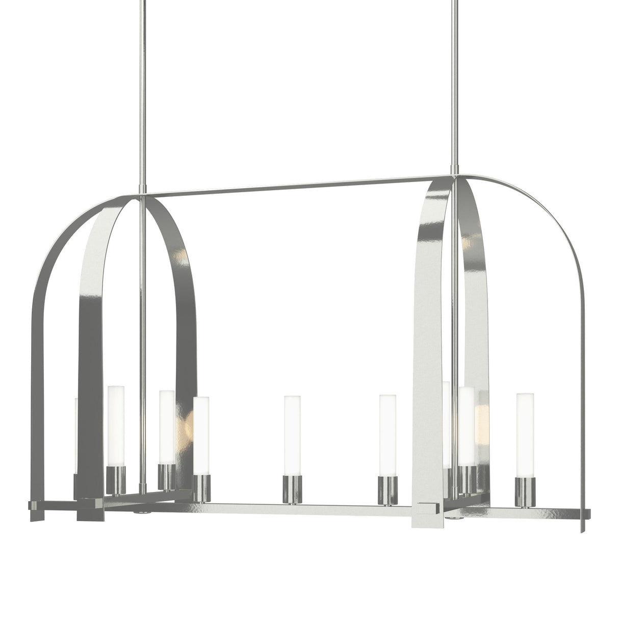 Hubbardton Forge 2023 Sterling Frosted Glass (FD) Multi Triomphe 9-Light Linear Pendant