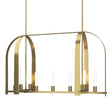 Hubbardton Forge 2023 Modern Brass Frosted Glass (FD) Multi Triomphe 9-Light Linear Pendant